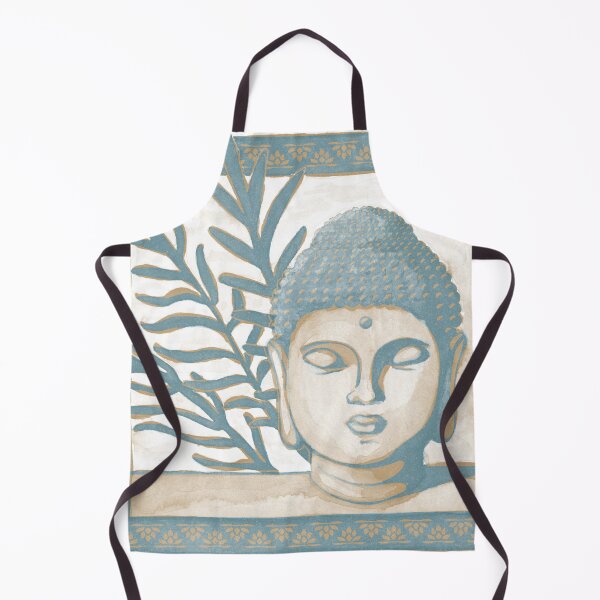 Item preview, Buddha Head Statue with Palm Fronds Watercolor - Peacock + Fawn designed and sold by Irene Estelle.