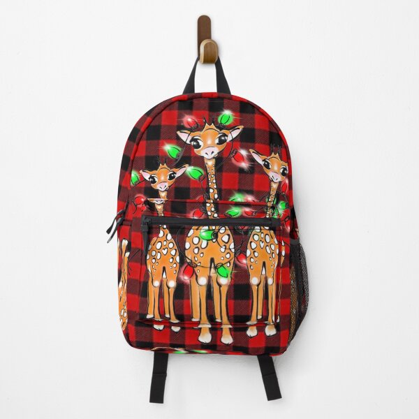 Item preview, Festive Christmas Giraffes rustic red black plaid red green twinkle lights designed and sold by hollycooper.