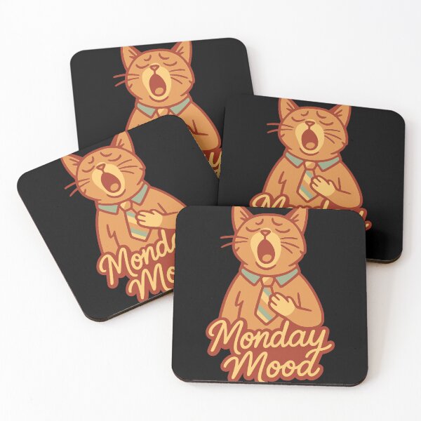 Item preview, Monday Mood Cat Shirt – Tired Relatable Cat Illustration Meme Tee designed and sold by WhiskerlyGfx.