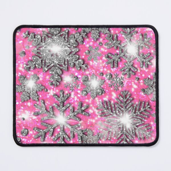 Item preview, Glittery pink silver white sparkling Christmas snowflakes frosty holiday pattern designed and sold by hollycooper.