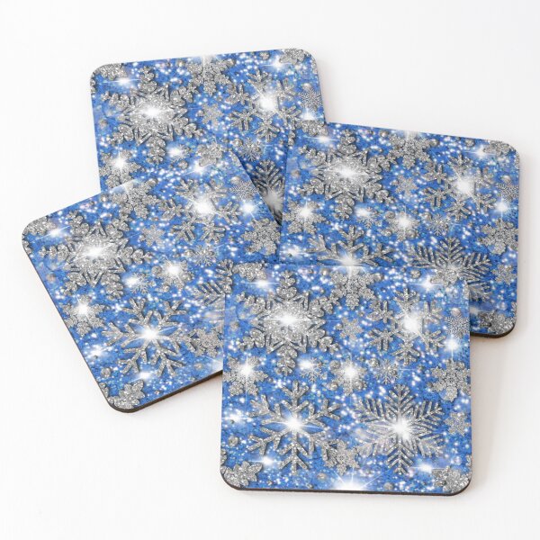 Item preview, Glittery blue silver white sparkling Christmas snowflakes frosty holiday pattern designed and sold by hollycooper.