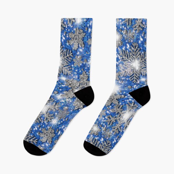 Item preview, Glittery blue silver white sparkling Christmas snowflakes frosty holiday pattern designed and sold by hollycooper.