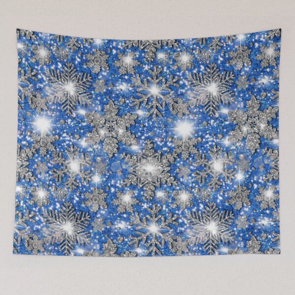 Item preview, Glittery blue silver white sparkling Christmas snowflakes frosty holiday pattern designed and sold by hollycooper.
