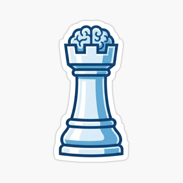 Pegatina Divertida de Torre de Ajedrez - Torre con Cerebro para Jugadores Estrategicos