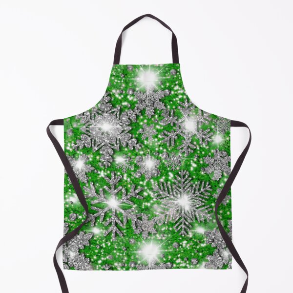 Item preview, Glittery green silver white sparkling Christmas snowflakes frosty holiday pattern designed and sold by hollycooper.