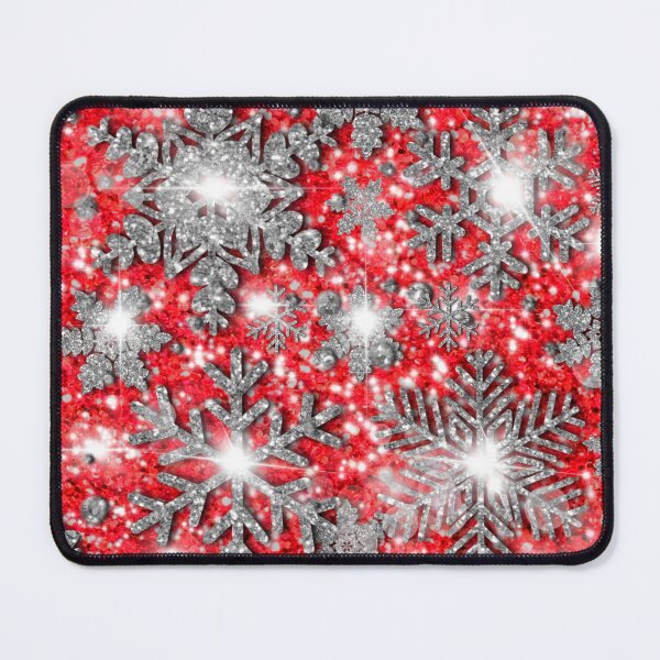 Item preview, Glittery red silver white sparkling Christmas snowflakes frosty holiday pattern designed and sold by hollycooper.