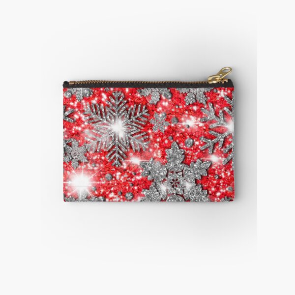 Item preview, Glittery red silver white sparkling Christmas snowflakes frosty holiday pattern designed and sold by hollycooper.