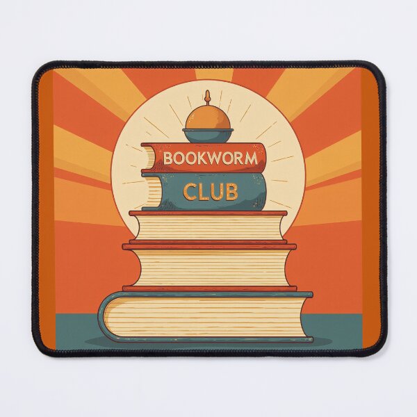 Item preview, Bookworm club logo with books stacked and sunburst design at a reading event designed and sold by SpaceartLilu.