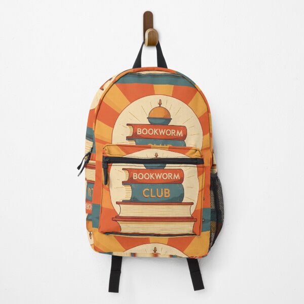 Item preview, Bookworm club logo with books stacked and sunburst design at a reading event designed and sold by SpaceartLilu.
