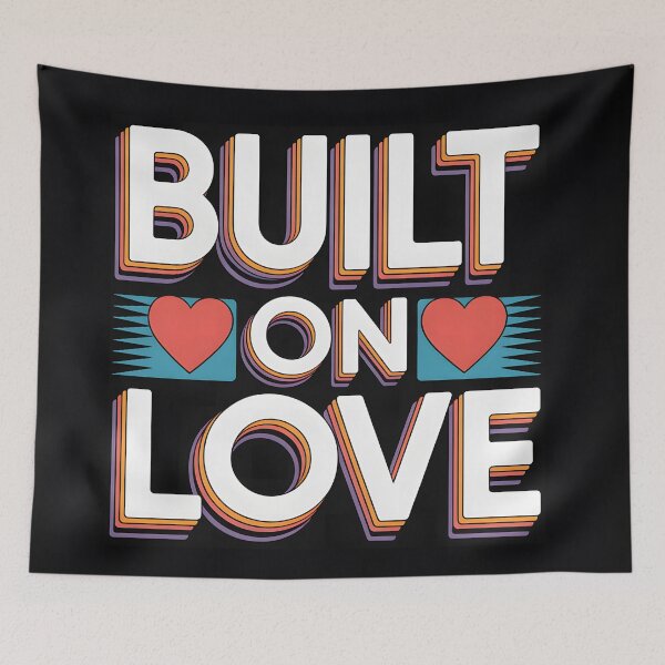 Item preview, Built for Love Romantic Design with Two Hearts on Black Background designed and sold by FreeFromDefault.