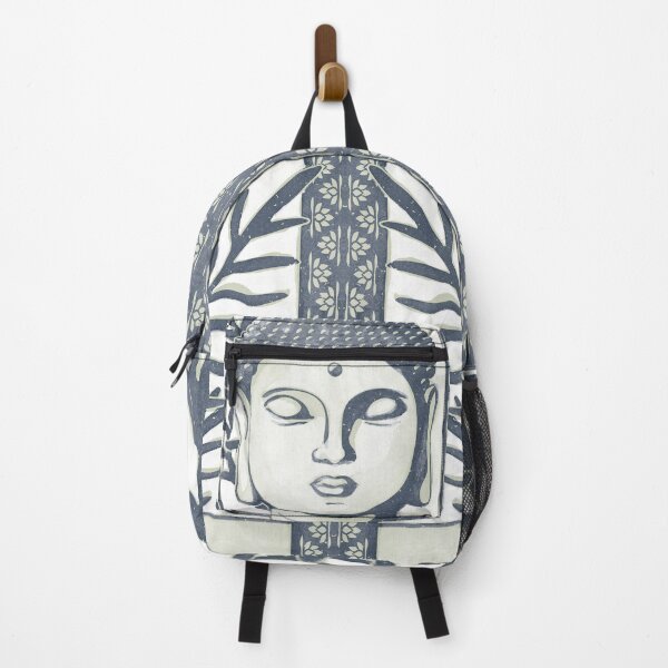 Item preview, Buddha Head Statue with Palm Fronds Watercolor - Dusk + Tea designed and sold by Irene Estelle.