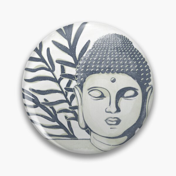 Item preview, Buddha Head Statue with Palm Fronds Watercolor - Dusk + Tea designed and sold by Irene Estelle.