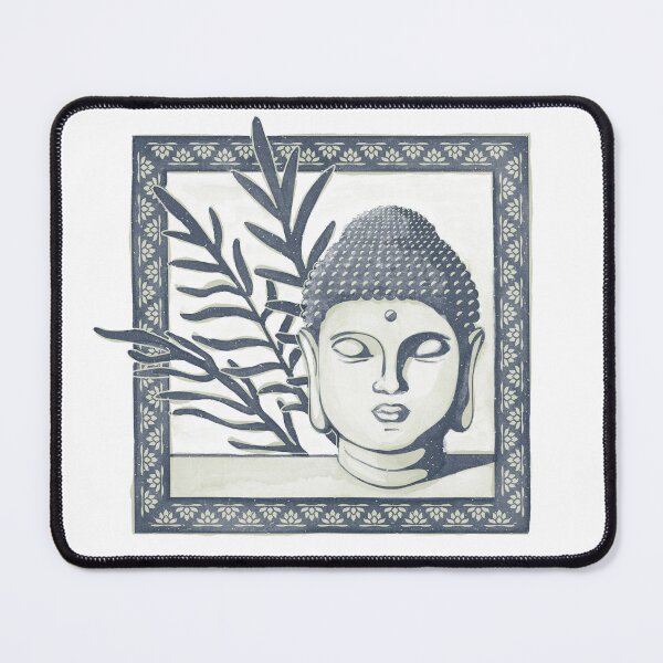 Item preview, Buddha Head Statue with Palm Fronds Watercolor - Dusk + Tea designed and sold by Irene Estelle.