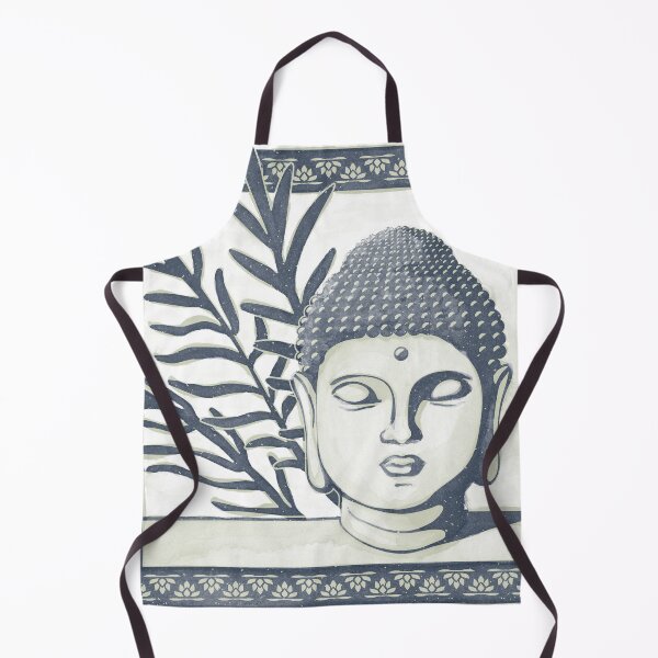 Item preview, Buddha Head Statue with Palm Fronds Watercolor - Dusk + Tea designed and sold by Irene Estelle.