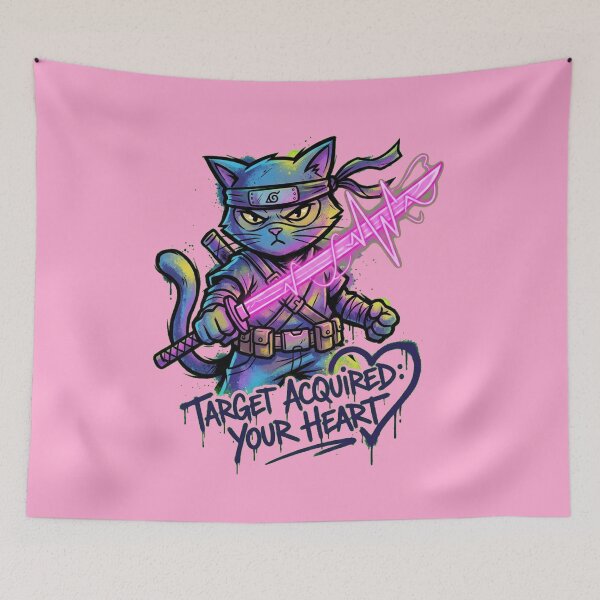 Item preview, Fragile Pulse Neon Ninja Cat Streetwear Graffiti Art designed and sold by Thaivi Design.