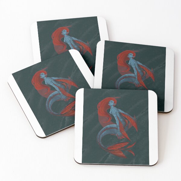 Item preview, Crimson Haired Mermaid original digital artwork designed and sold by NonDecafArt.