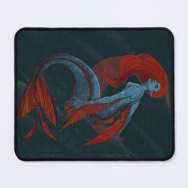 Item preview, Crimson Haired Mermaid original digital artwork designed and sold by NonDecafArt.