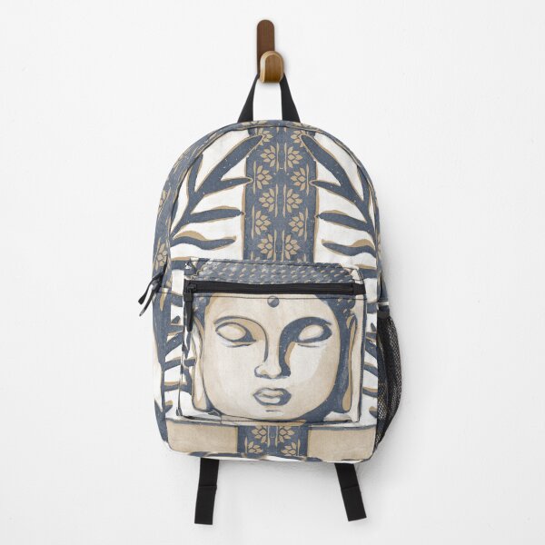 Item preview, Buddha Head Statue with Palm Fronds Watercolor - Dusk + Fawn designed and sold by Irene Estelle.