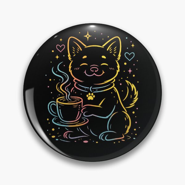 Item preview, Neon Coffee Dog Line Art designed and sold by VibePrint2.
