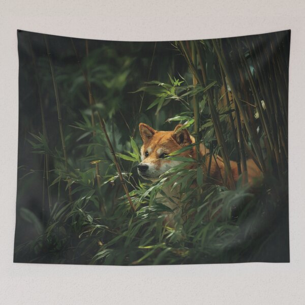 Item preview, A curious Shiba Inu exploring a bamboo forest, Dogs in Motion designed and sold by CDC40.