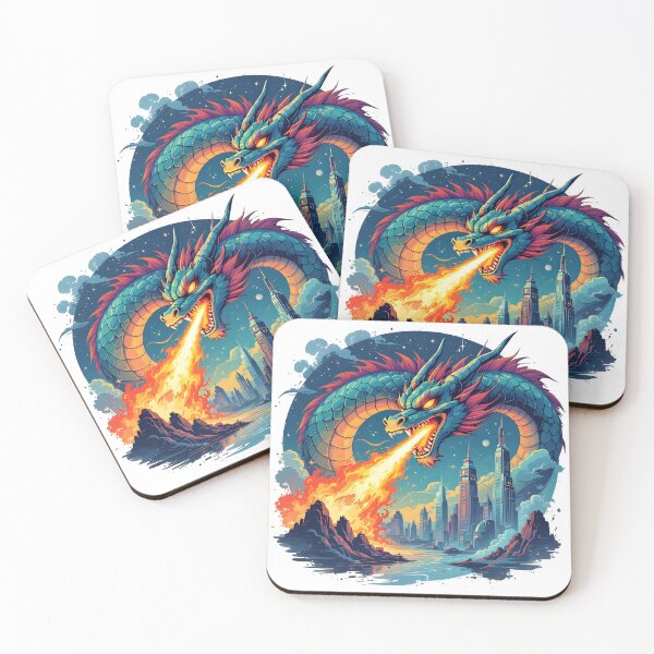 Item preview, Neon Heat - 80s Retro-Futuristic Dragon designed and sold by Wolfdragon Werks.