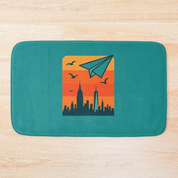 Item preview, New York City Skyline with paper airplane and seagulls  designed and sold by Moonshroomarts.