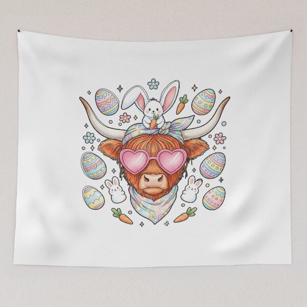 Item preview, Easter Day Highland Cow, Retro Easter, Easter Bunny, Easter Day, Cute Cow, Happy Easter Design designed and sold by DesignDenDo ⭐⭐⭐⭐⭐.