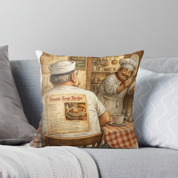Item preview, Funny Vintage Tomato Soup Recipe T Shirt and Kitchen Wall Art, Cartoon Café Chef Steals the Recipe, Cozy Retro Kitchen Decor Gift designed and sold by TerScott.