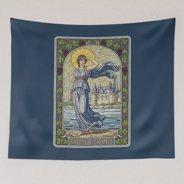 Item preview, Saumur France Art Nouveau Mosaic - Chateau de Saumur Travel Poster designed and sold by FrancophileFun.