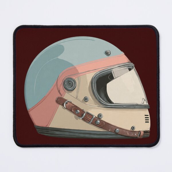 Item preview, Vintage Retro Motorcycle Helmet Illustration – Blue and Peach Café Racer Style designed and sold by DIGPROF.