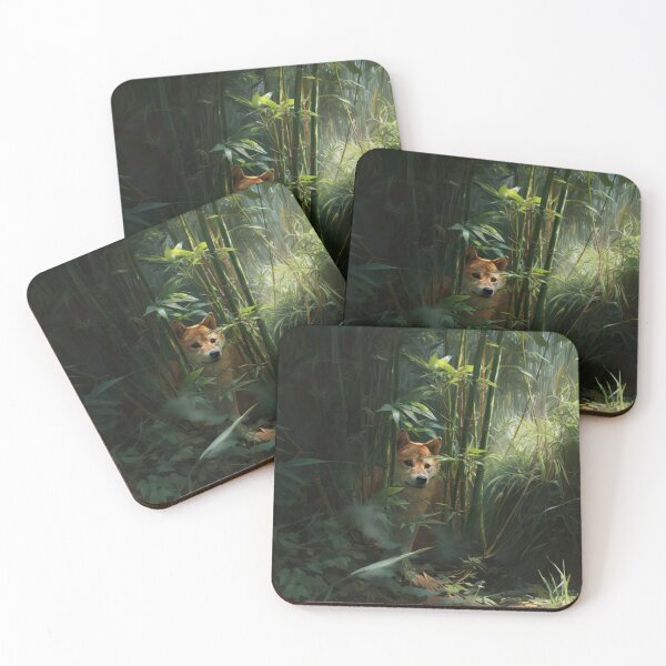 Item preview, A curious Shiba Inu exploring a bamboo forest, Dogs in Motion designed and sold by CDC40.