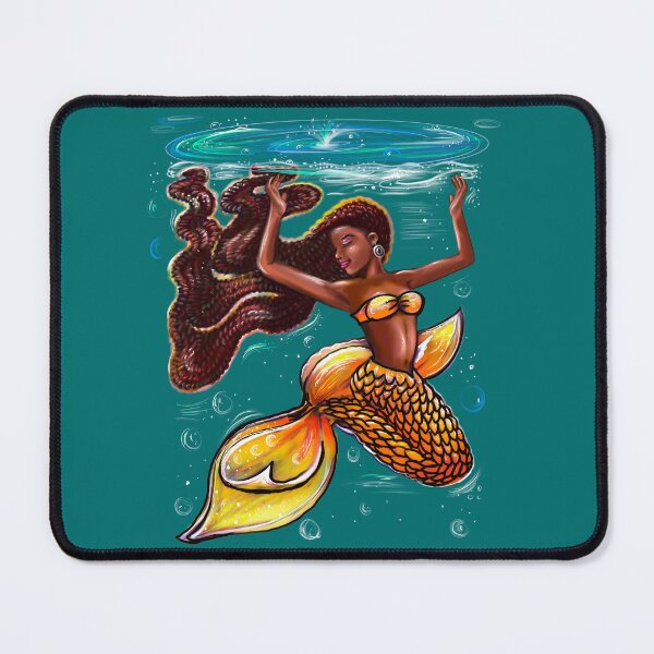 Item preview, Mermaid underwater - orange tail with and Afro hair relaxing designed and sold by Artonmytee.