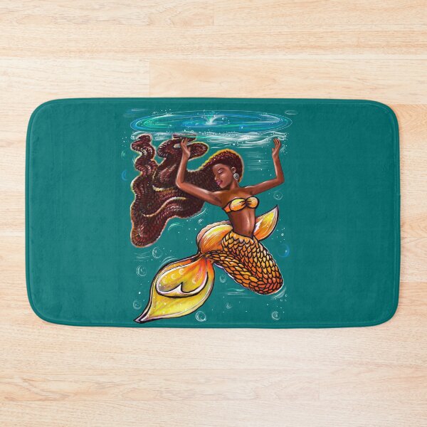 Item preview, Mermaid underwater - orange tail with and Afro hair relaxing designed and sold by Artonmytee.