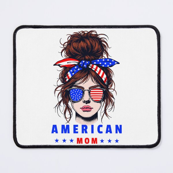 Item preview, Messy hair bun american flag mom designed and sold by J-Kustoms.