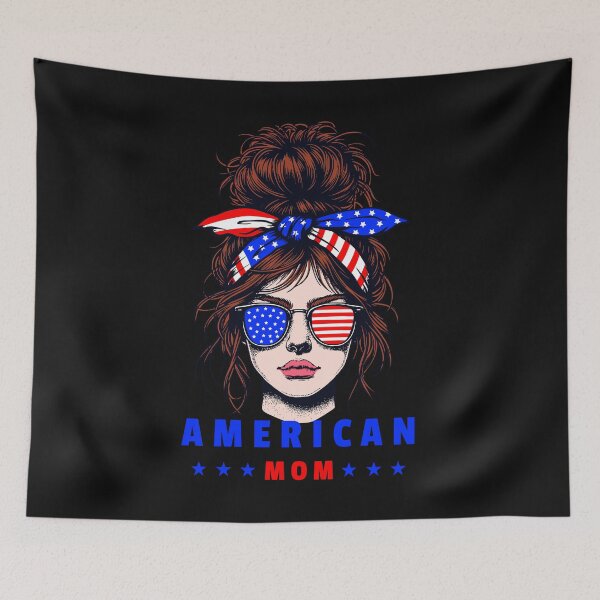 Item preview, Messy hair bun american flag mom designed and sold by J-Kustoms.