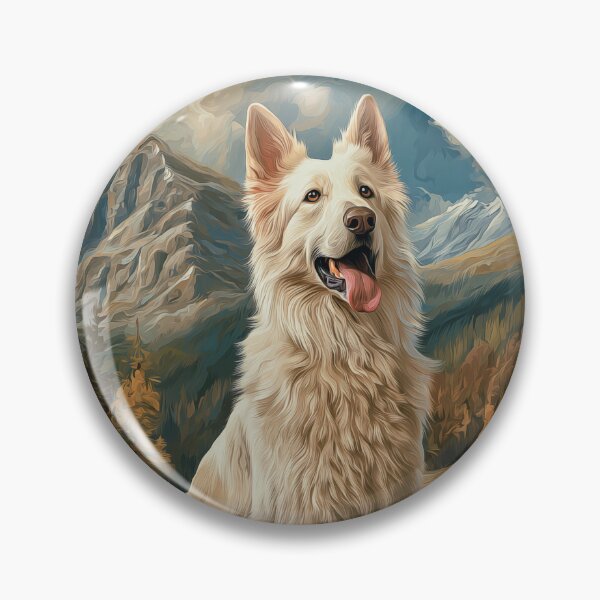 Item preview, White Swiss Shepherd Dog in Mountain designed and sold by PetsArt.