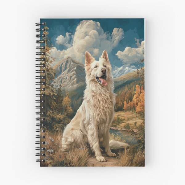 Item preview, White Swiss Shepherd Dog in Mountain designed and sold by PetsArt.