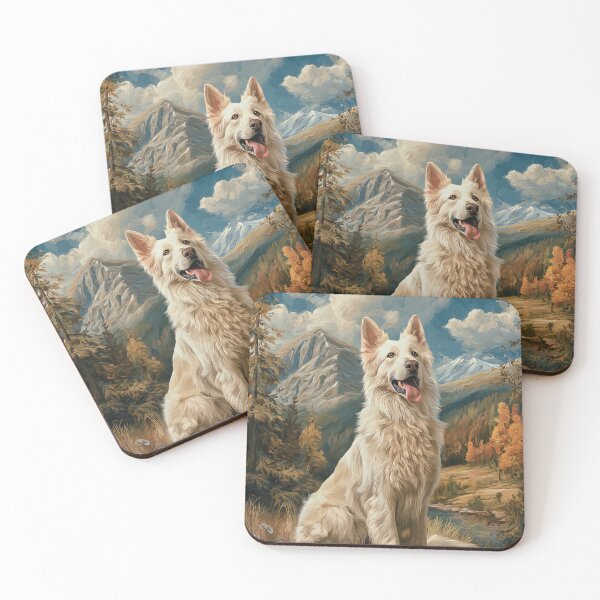 Item preview, White Swiss Shepherd Dog in Mountain designed and sold by PetsArt.