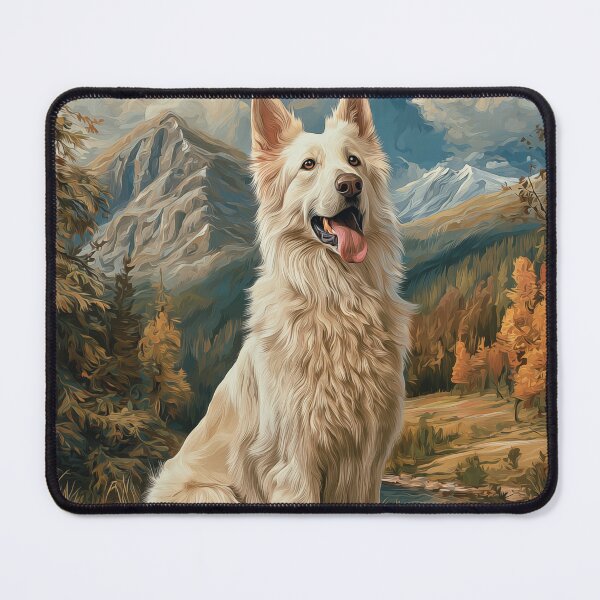 Item preview, White Swiss Shepherd Dog in Mountain designed and sold by PetsArt.