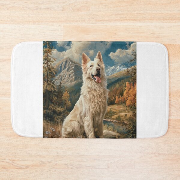 Item preview, White Swiss Shepherd Dog in Mountain designed and sold by PetsArt.