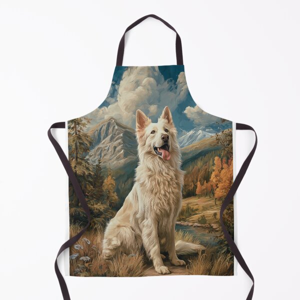Item preview, White Swiss Shepherd Dog in Mountain designed and sold by PetsArt.