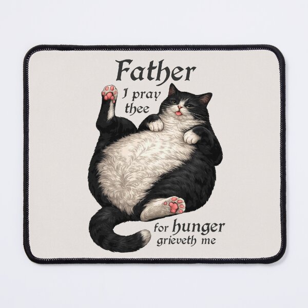 Item preview, Tuxedo Cat Dad Funny Hungry Round Cat Meme Shirt BLACK FONT designed and sold by Ineli.