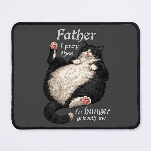 Item preview, Tuxedo Cat Dad Funny Hungry Round Cat Meme Shirt WHITE FONT designed and sold by Ineli.