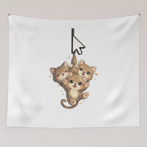 Item preview, Cursor Kawaii Art – Cute Monkey Hanging from Computer Cursor, Funny Internet Cartoon Illustration designed and sold by Paws-nd-Prints.
