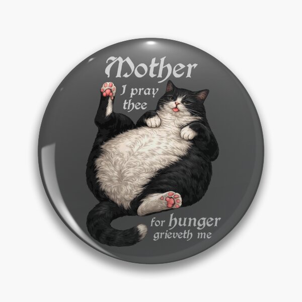 Item preview, Tuxedo Cat Mom Funny Hungry Round Cat Meme Shirt WHITE FONT designed and sold by Ineli.