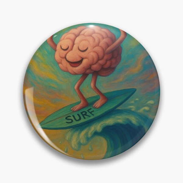 Item preview, Brain Surfer - Surrealist Art about Mindfulness and Mental Flow designed and sold by ARTGENERATESART.