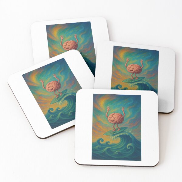 Item preview, Brain Surfer - Surrealist Art about Mindfulness and Mental Flow designed and sold by ARTGENERATESART.
