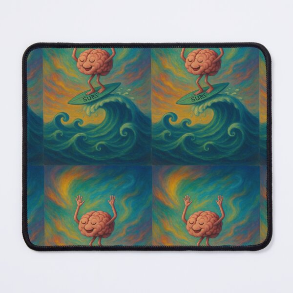 Item preview, Brain Surfer - Surrealist Art about Mindfulness and Mental Flow designed and sold by ARTGENERATESART.