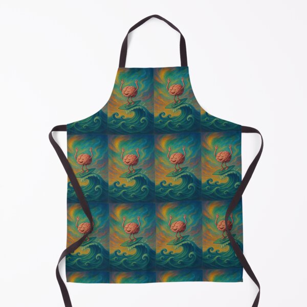 Item preview, Brain Surfer - Surrealist Art about Mindfulness and Mental Flow designed and sold by ARTGENERATESART.