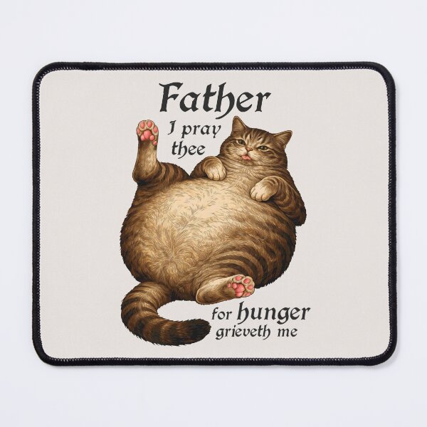 Item preview, Tabby Cat Dad Funny Hungry Round Cat Meme Shirt BLACK FONT designed and sold by Ineli.